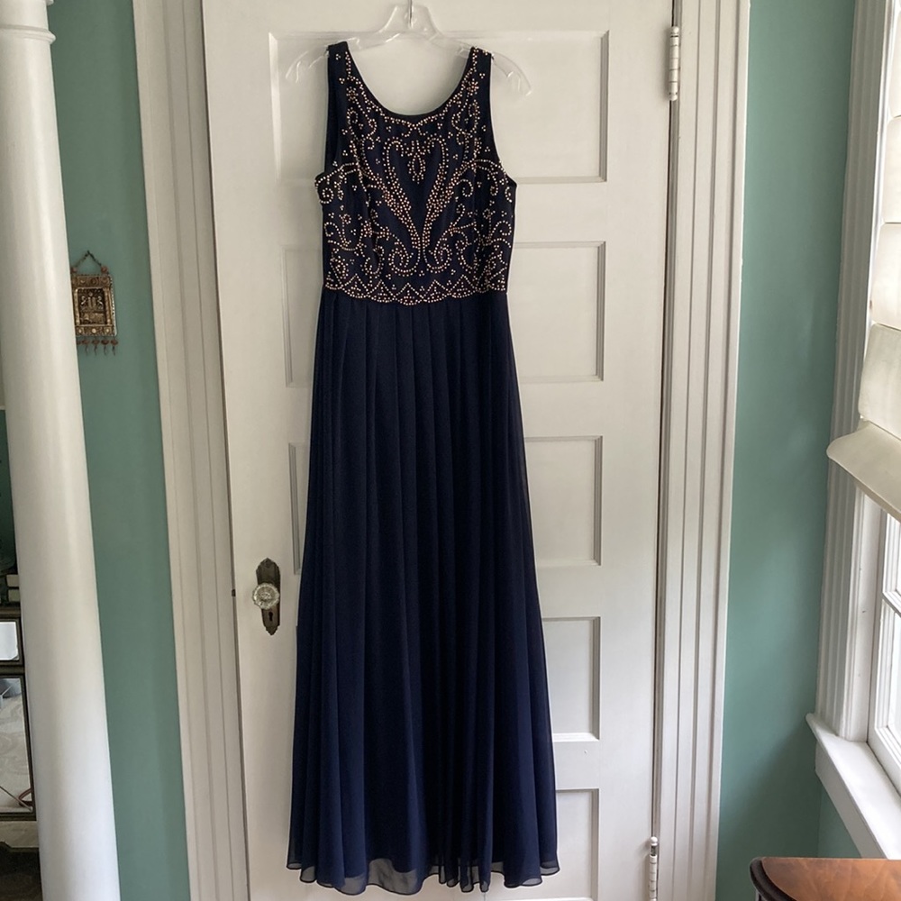 XSCAPE Navy Blue beaded gown Size 10